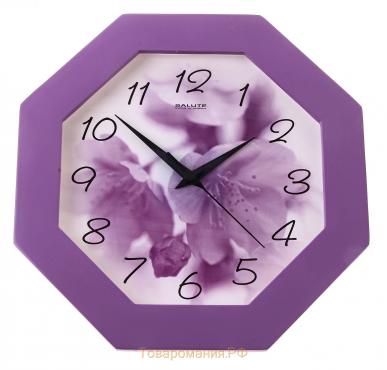 Часы настенные, серия: Цветы, восьмигранные "Цветок", деревянный обод, 30х30 см