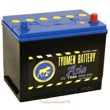 Аккумуляторная батарея Тюмень 75 Ач, обратная полярность 6СТ-75L, Азия