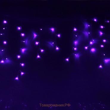 Гирлянда «Бахрома» 3 × 0.6 м, IP44, УМС, прозрачная нить, 160 LED, свечение фиолетовое, 220 В