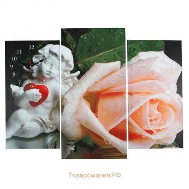 Часы настенные модульные «Ангел и роза», 60 × 80 см