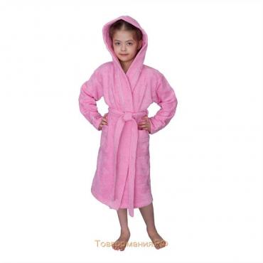 Халат для девочки с капюшоном, рост 140 см, розовый, махра