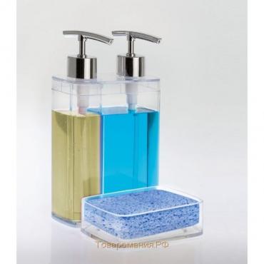 Дозатор для жидкого мыла с секцией для губки Viva, цвет прозрачный