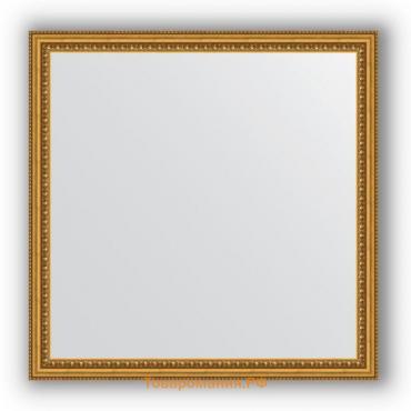 Зеркало в багетной раме - бусы золотые 46 мм, 72 х 72 см, Evoform