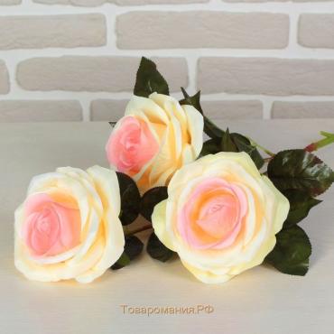 Цветы искусственные "Роза Бурито" 13*120 см, кремовая