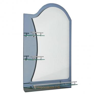 Зеркало в ванную комнату двухслойное Ассоona A623, 80×60 см, 3 полки, цвет сталь