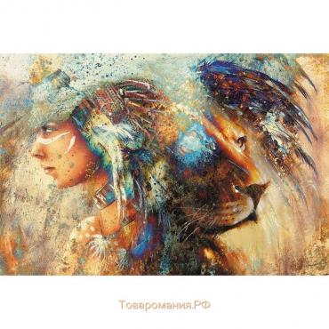 Фотообои "Женщина-лев" M 703 (3 полотна), 300х200 см