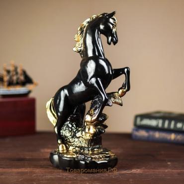 Статуэтка "Конь на дыбах", чёрная, гипс, 38 см, микс