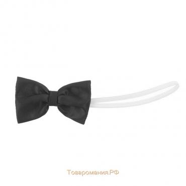 Карнавальный галстук-бабочка черный атласный