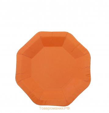 Набор бумажных тарелок, оранжевый цвет, (6 шт), 18 см
