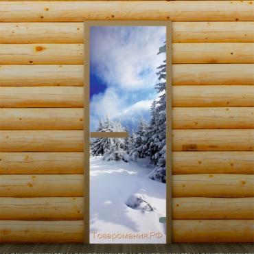 Дверь левое открывание "Зимний пейзаж", 190 х 67 см, с фотопечатью 6 мм Добропаровъ