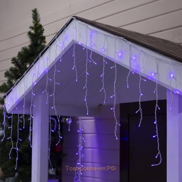 Гирлянда «Бахрома» 4 × 0.6 м, IP44, белая нить, 180 LED, свечение фиолетовое, 8 режимов, 220 В
