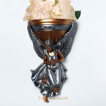 Кашпо настенное декоративное "Ангел", цветное, гипс, 24х14х41 см