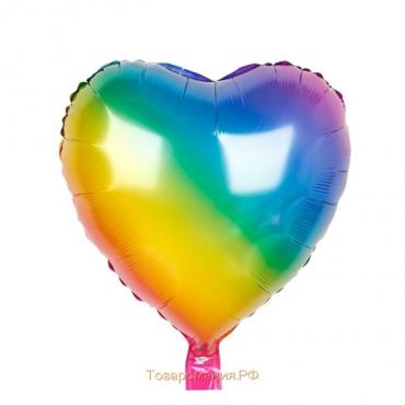 Шар фольгированный 17", сердце, разноцветный
