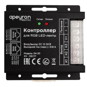 Контроллер Apeyron Electrics для RGB ленты 12 – 24 В, 24 А, пульт ДУ