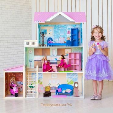 Домик кукольный Paremo «Розали Гранд», трёхэтажный, с мебелью