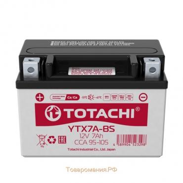 Аккумуляторная батарея Totachi MOTO YTX7A-BS, 7 Ач, прямая полярность