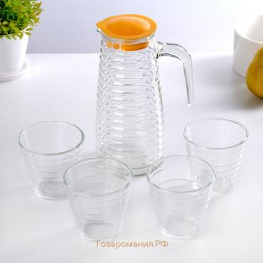 Набор для напитков из стекла «Радуга», 5 предметов: кувшин 800 мл, 4 стакана 220 мл, цвет МИКС