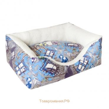 Лежанка "Пухлик" Филин синий, мебельная ткань, 55 х 45 х 20 см