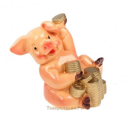 Копилка "Свинка с монетами" 19х21х13см