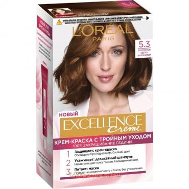 Крем-краска для волос L'Oreal Excellence Creme, тон 5.3 золотистый светло-каштановый