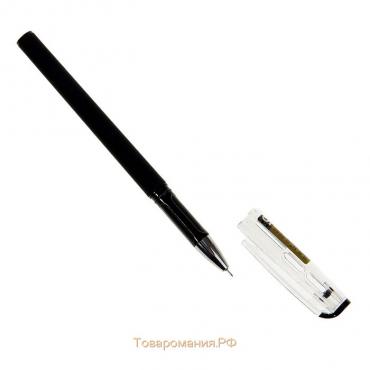 Ручка гелевая, 0.5 мм, чёрная матовая, чёрный корпус с рифлёным держателем, игольчатый пишущий узел