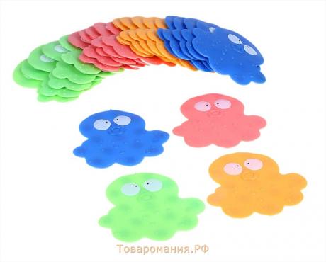 Набор мини-ковриков в ванну на присосках «Медуза», 11×12 см, 6 шт, цвет МИКС