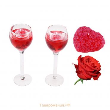 Набор свечей (2 гелевых + 1 восковая) "Восторг", цвет красный, аромат роза