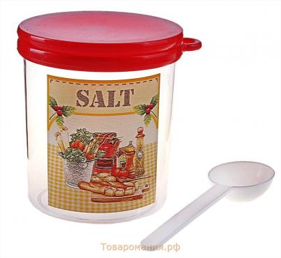 Ёмкость для соли «Ассорти», 700 мл, с ложкой и крышкой