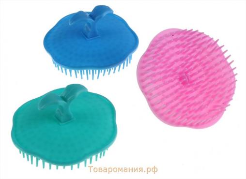 Щётка-массажёр для мытья головы, 7,5 × 7,5 × 3,5 см, фасовка 12 шт, цвет МИКС