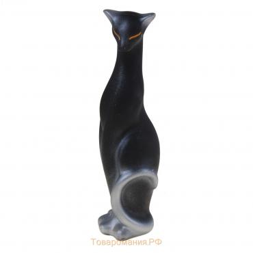 Сувенир "Кошка Багира №4" малая сидячая чёрная с задувкой