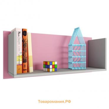 Полка книжная Mirum, 80х35х26 см, цвет серый/розовый