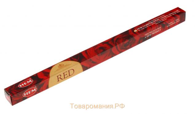 Благовония HEM "Red Rose. Красная Роза", 8 палочек в упаковке, четырёхгранник