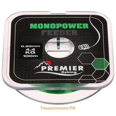 Леска Preмier fishing MONOPOWER Feeder, диаметр 0.2 мм, тест 4.4 кг, 100 м, зелёная