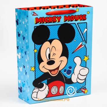 Пакет подарочный, 31 х 40 х 11,5 см "Mickey Mouse", Микки Маус