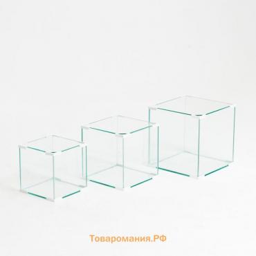 Комплект аквариумов Куб "Матрёшка", 16 л, 27 л, 43 л, белые уголоки