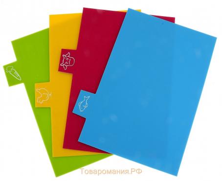 Набор досок разделочных пластиковых противоскользящих прямоугольных, 30×19 см, 4 шт, цвет МИКС