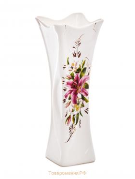 Ваза настольная "Акаша" цветы, белая, 32 см, микс, керамика