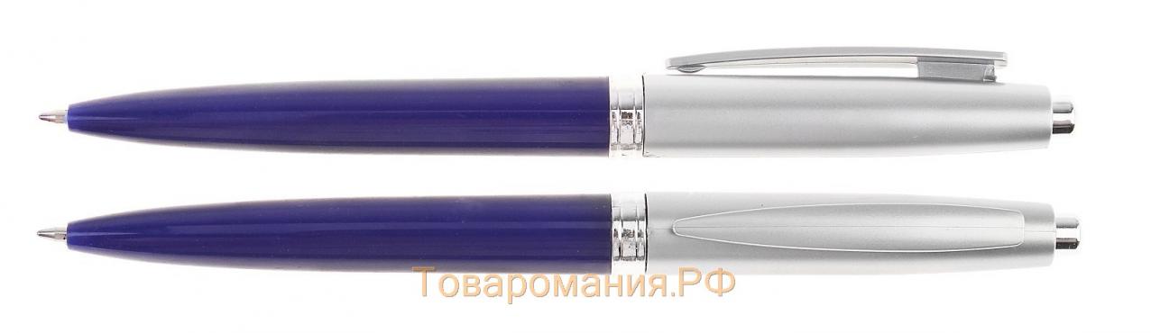 Ручка шариковая автоматическая "Лого. Прано" 0.5 мм, стержень синий, корпус синий + серебро