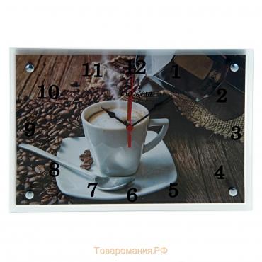 Часы настенные прямоугольные "Чашка кофе", 25х35 см