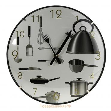 Часы настенные, серия: Кухня, "Пора готовить", плавный ход, d=30 см