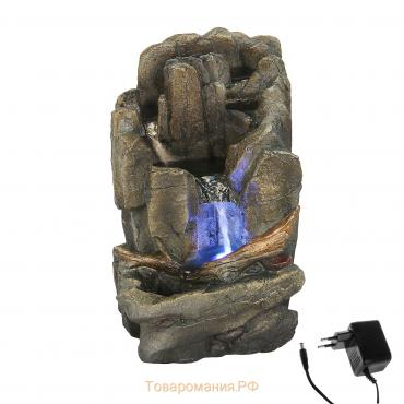 Фонтан скала каменный спуск 27х17х13 см (с подсветкой)