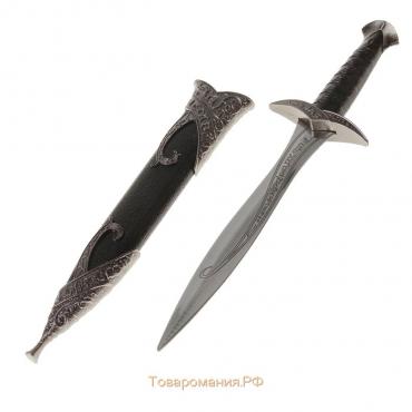 Сувенирный меч "Жало", лезвие с изгибом на ножнах витые узоры, чёрный/серебро, 28см