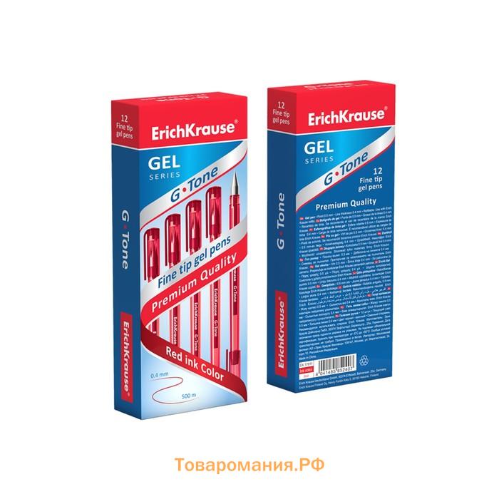 Ручка гелевая ErichKrause G-Tone, узел 0.5 мм, чернила красные, длина линии письма 500 метров