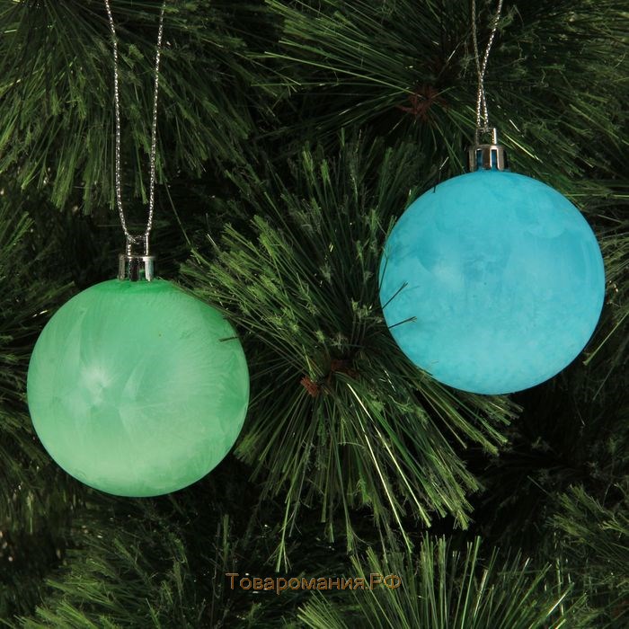 Набор шаров пластик d-6 см, 6 шт "Туман" сине-зелёный