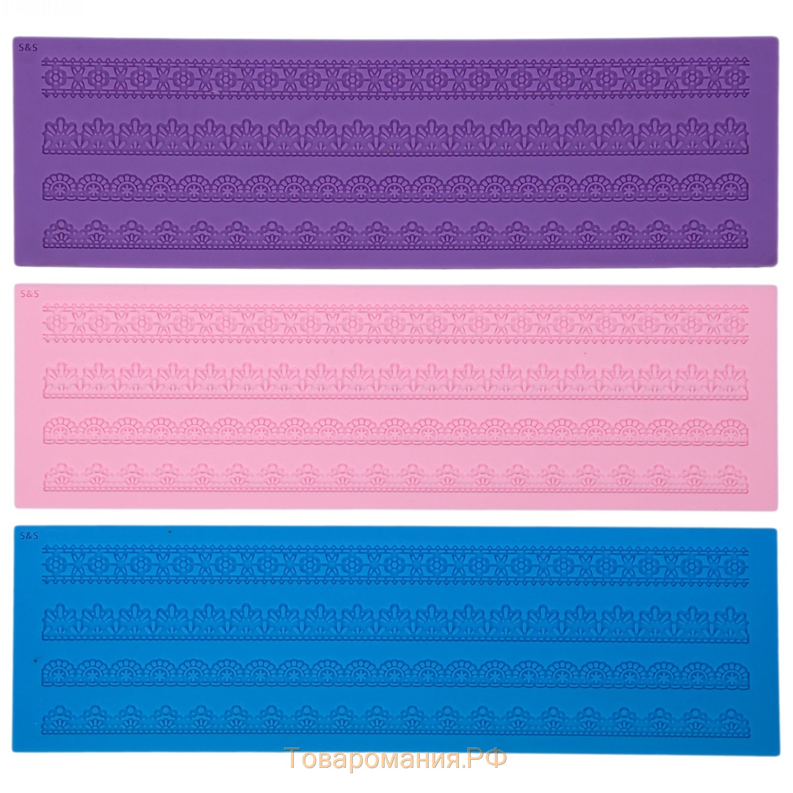 Силиконовый коврик для айсинга «Узкие полосы», 40×12 см, цвет розовый