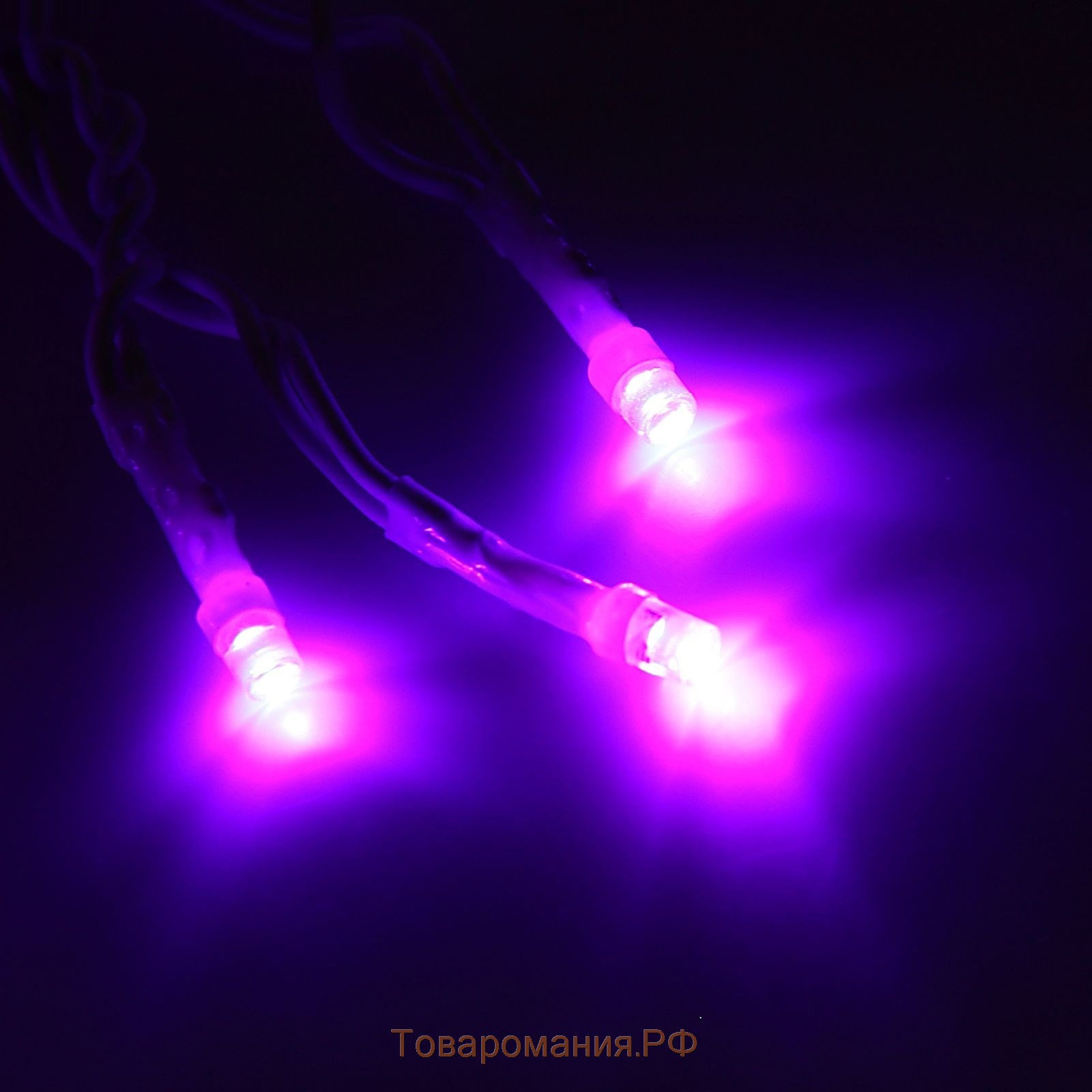 Гирлянда «Бахрома» 3 × 0.6 м, IP44, УМС, белая нить, 160 LED, свечение фиолетовое, 220 В