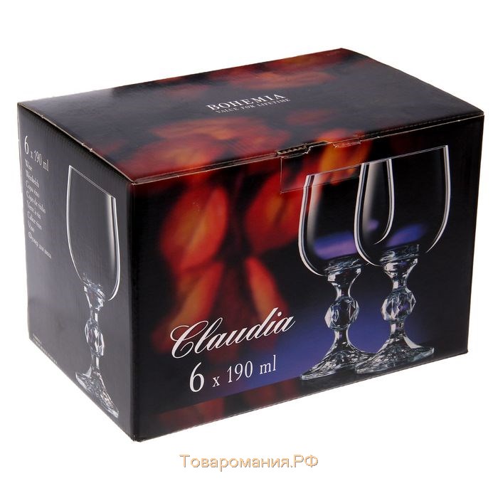 Набор бокалов для вина Bohemia Crystal «Клаудия», 190 мл, 6 шт