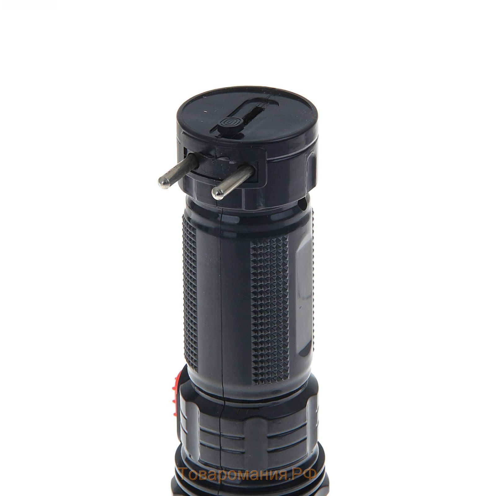Фонарь ручной аккумуляторный, 1 LED, 16.5 х 5.7 х 5.7, от сети, красно-черный