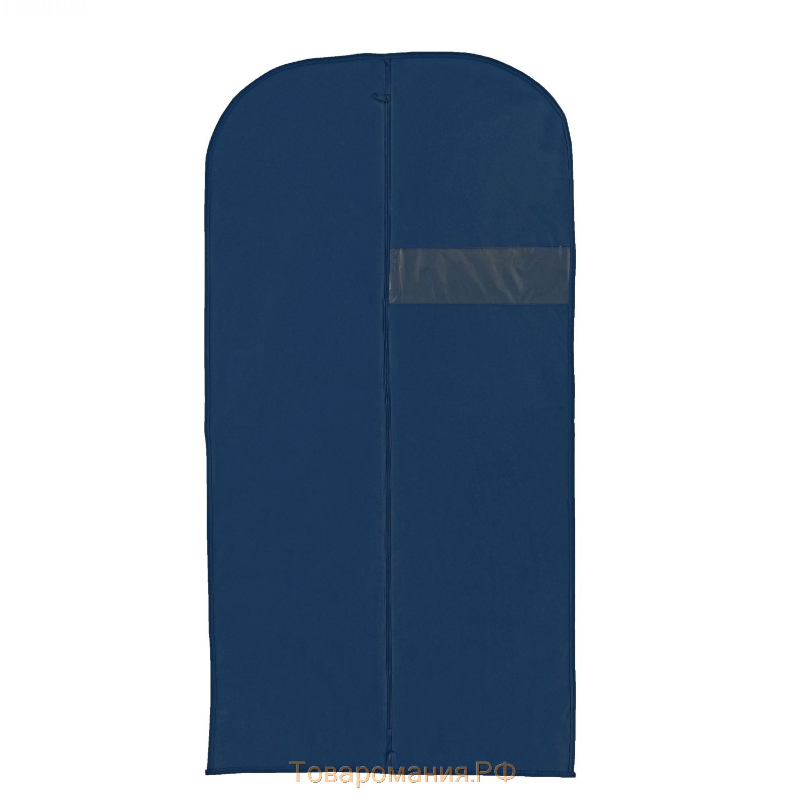 Чехол для одежды из спанбонда с окошком синий, кант серый, BL 100-60