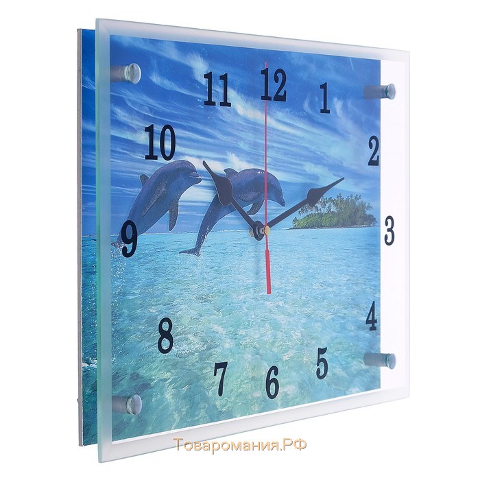 Часы настенные, серия: Море, "Дельфины", 25х35 см